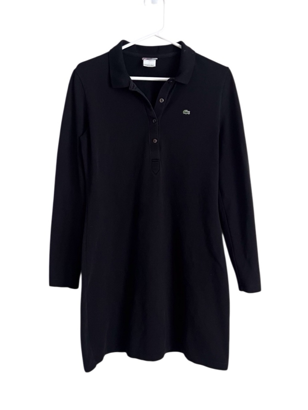 Lacoste Women’s Black Polo Mini Long Sleeve Dress Preppy Y2K Quiet Luxury Large?